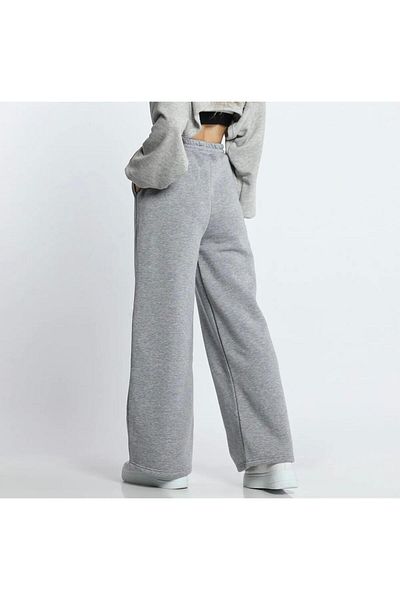 UYN SPORT Gray Wide Leg Oversized Pattern Comfortable Wear Sweatpants