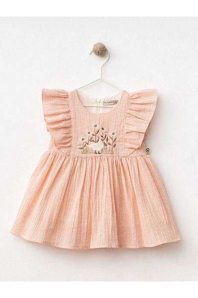 Cherrys Bebek Frilly Linen Girl's Dress