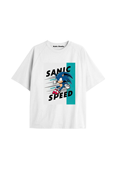Kalic Studio Tricou alb de vară UNISEX Mr. Sonic cu model