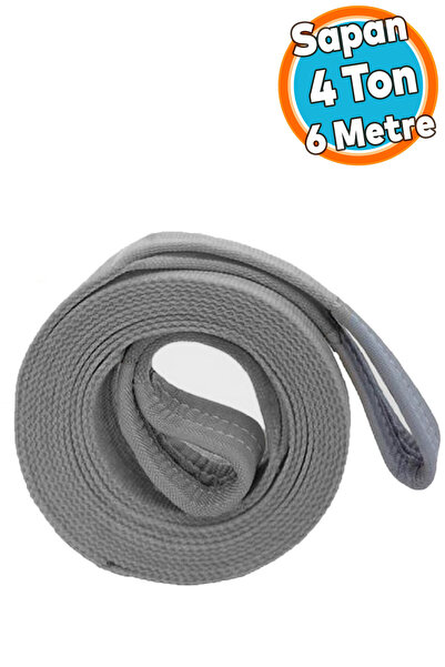NZB Yük Kaldırma Sapan Polyester Spanzet 4 Ton 6 Metre Gri Sağlam Taşıma İndirme Araç Çekme Halat