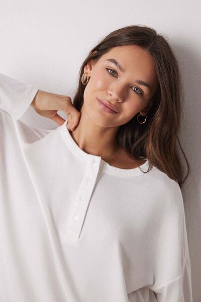 Women'secret White velvet long sleeve shirt