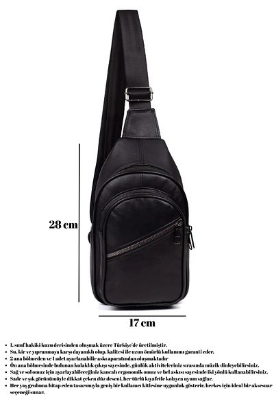 CERFF LEATHER CLUP Unisex Γνήσιο Δερμάτινο Αδιάβροχο Τσάντα Boyd Τσάντα ώμου χιαστί 17x28cm
