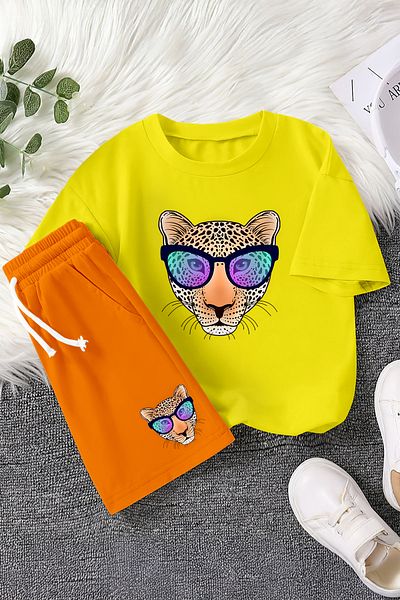 MYADA Premium Cool Leopard Printed 2-Piece Children's Suit 23457