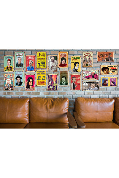 Pi Dekorasyon Yeşilçam Nostalji Seti 20 Adet 15x20 CM Retro Ahşap Poster Seti