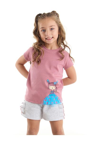 Denokids مجموعة شورت تي شيرت للفتيات من تول ليلي