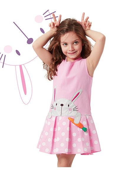 Denokids Mädchen - Rosa ärmelloses Sommerkleid mit Punkten