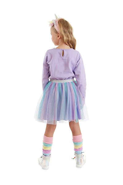 Denokids Flauschiges Tüllkleid mit Regenbogenmuster für Mädchen
