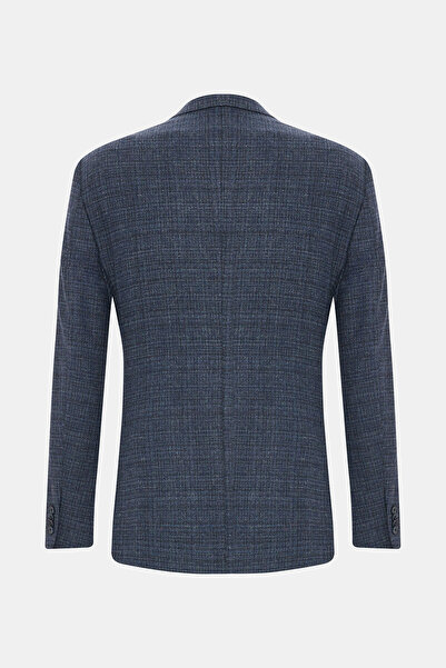 W Collection Dark Blue Buttoned Wool Jacket
