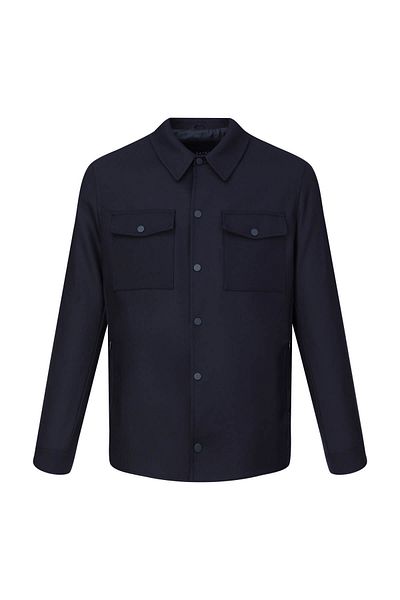 Hatemoğlu Navy Blue Regular Fit Judge Collar Wool Cashmere Coat