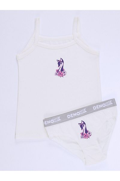 Denokids Ceylan Girl's Ecru Athlete Kalties Set