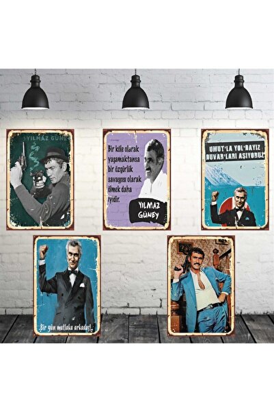 Yılmaz Güney and His Words Themed Mdf Table Set 5 Pieces Stk1060