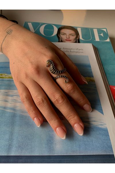 CAPO by Aytaç Yamaç Seahorse Ring Bronze Plated Adjustable Seahorse Ring