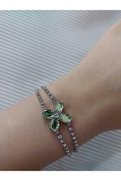 Avcıoğlu Aksesuar اسوارة نسائية مرصعة بالزركون والكريستال والحجر البيضاوي الم...