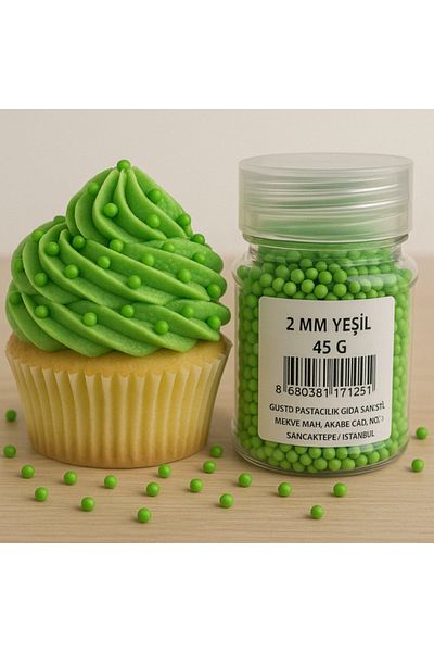 Dr. Gusto Cake Decoration Decorative Dragee Sprinkles 2 mm Green 45 Gr