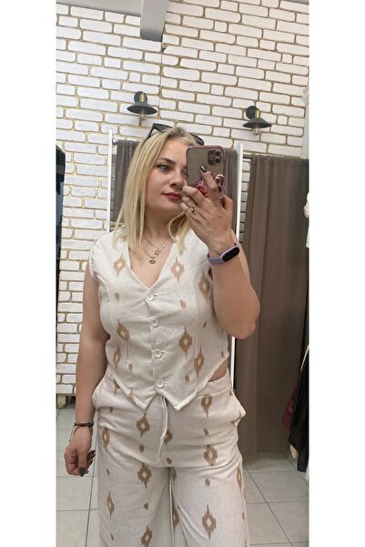 TUBA TOPTAŞ Linen Ethnic Vest Set