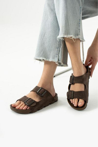 RedPlay Κομψές παντόφλες Unisex Καλοκαιρινές ρυθμιζόμενες διπλές πόρπες Άνετες ελαφριές παντόφλες με ραμμένη σόλα
