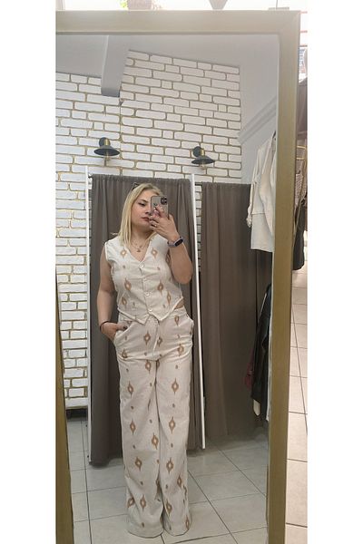 TUBA TOPTAŞ Linen Ethnic Vest Set