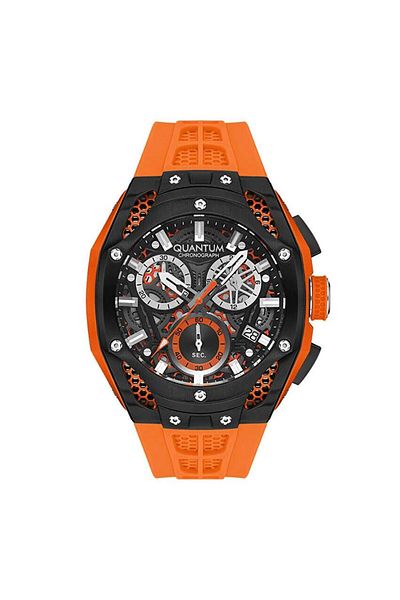 Quantum Hng1102.650 Quartz Chronograph Silicone Black 10 Atm 46 mm Men Wrist Watch