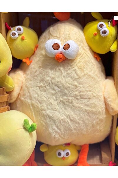 onestophub Sevimli Peluş Tavuk Oyuncak Yumuşak Dolgulu Komik Tüylü Civciv Sarı Renk 45 CM Hediye & Dekor