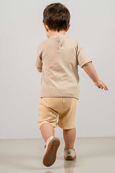 bombe Baby Kids Camel Crew Neck Shorts Cotton Comfortable 2-Piece Set Trend Fashion Bottom Top Set