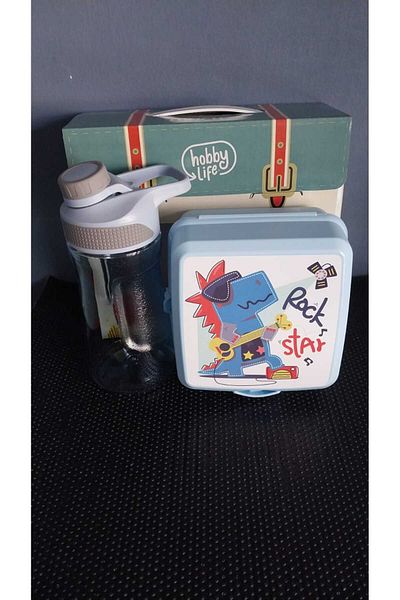 HeiN Hobby Life School Lunch Set Water Bottle and Patterned Lunch Box