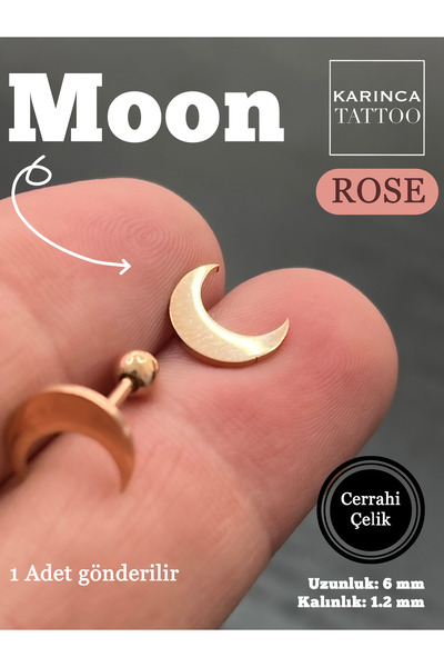 Karınca Piercing Ay Piercing Moon Hilal Conch Tragus Flat Helix Kıkırdak Kulak Memesi Cerrahi Çelik Küpe Aksesuar 6mm