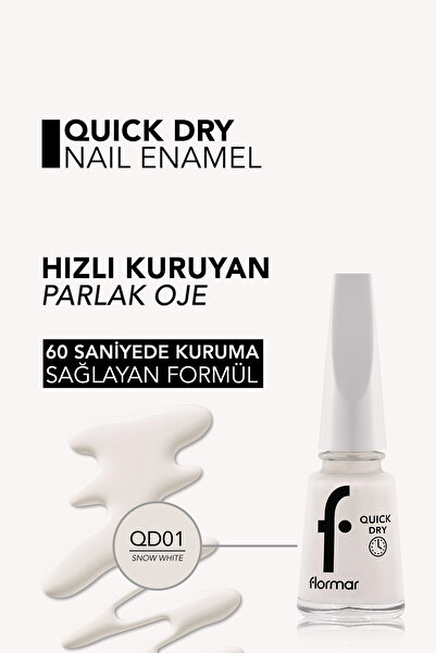 Flormar Quick Dry Hızlı Kuruyan İnce Yapılı Parlak Bitişli Oje
