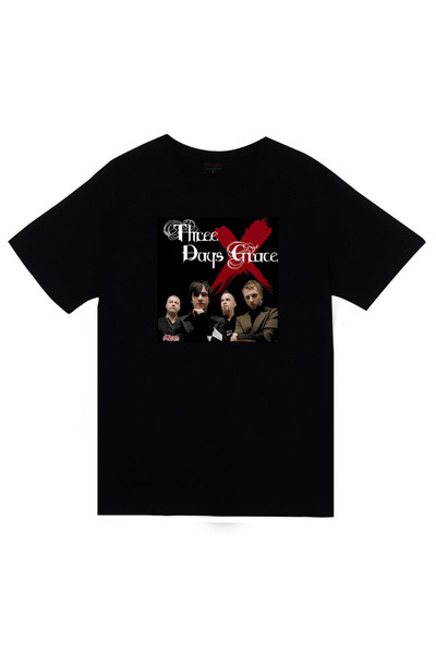 fame-stoned Tricou negru unisex 100% bumbac cu imprimeu Three Days Grace Musi...
