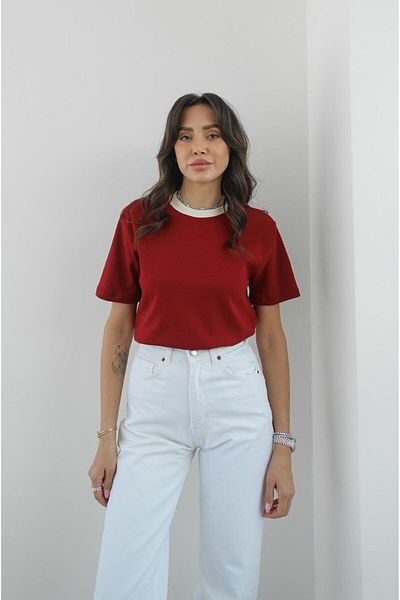 Havoş Tricou din bumbac cu guler roșu Claret
