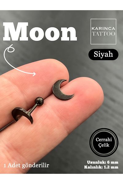 Karınca Piercing 6mm Moon Piercing Moon Crescent Conch Tragus Flat Helix Cartilage Ear Nozzle Surgical Steel Earrings Accessory