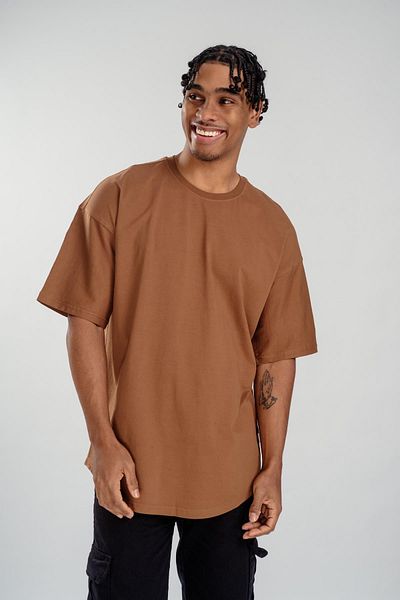 Respire Ανδρικό μπλουζάκι Oversize καφέ - Basic Oval Cut