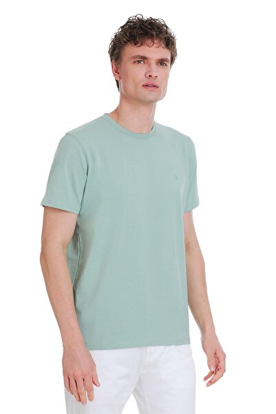 Hatemoğlu Синя футболка з круглим вирізом та бавовняним коміром