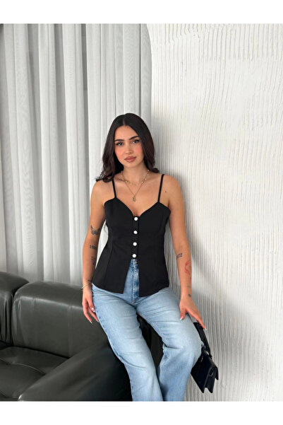 JANES Black Strappy Blouse Crop - Deray and Decollete