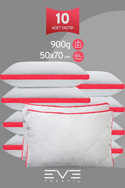 Eve Tekstil 10 Pieces Pink Series Sheathed Zippered Air Conditioned Antiallergic Silicone Nano Fiber Pillow 50X70Cm