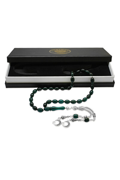 Tesbihane Непотъмняващ метален шнур с пискюли, нарязан на ечемик, водносин, огнен кехлибар, молитвени броеници