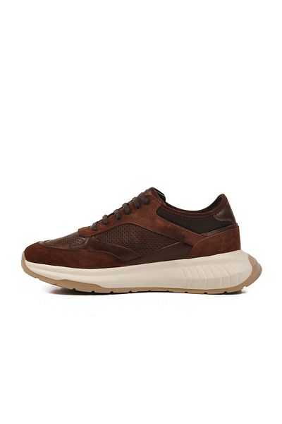 AYK'S Καφέ Γνήσιο Δερμάτινο Ανδρικό Sneaker Premium 5394 M