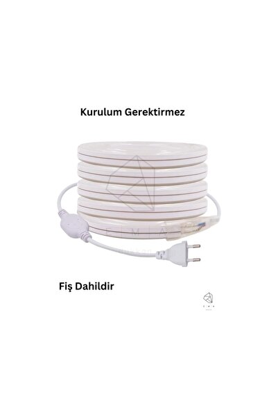 GEM LİGHT 220 Volt Neon LED Günışığı Tak Çalıştır Esnek Şerit Neon LED Aydınlatma 6X12 mm Hortum LED