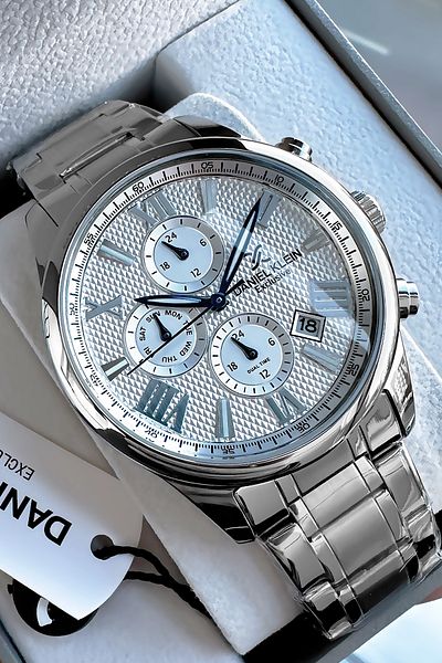 Daniel Klein Exclusive Men's Wristwatch 3 Atm Waterproof Silver Color Steel Band Gift Bracelet Dke2115C5