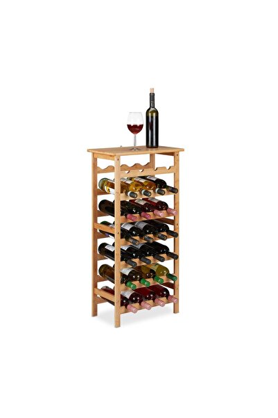 Relaxdays wine bottle holder, for 28 bottles, made of bamboo, , 94 x 47 x 29 cm