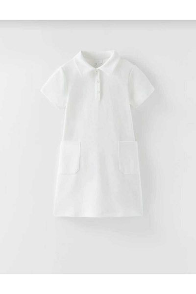 Hzmis Φόρεμα Polo Collar Girl's Lacost Λευκό