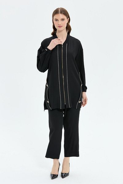 MÜSEMMA Plus Size Suit with Zipper Button Detail