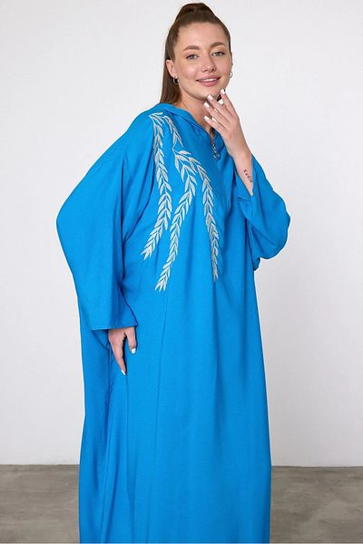 SaklıButik Bohemian Dress with Sapphire Embroidered Hat Sk-8392
