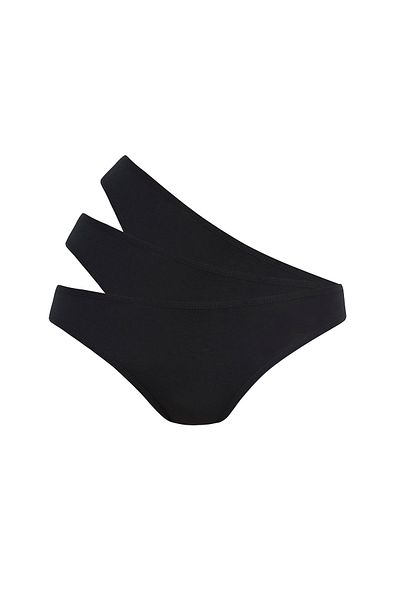 Penti Frische 3-teilige schwarze Slip-Slips aus Baumwolle