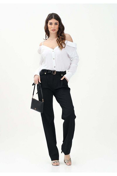 Versace Women's Cotton Regular Leg Pocket Black Trousers 78Haa111N0356-899