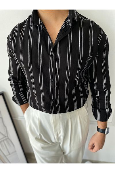 bonnline Modal Fabric Burgundy Striped Oversize Shirt