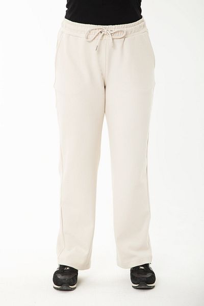 Şans Damen-Trainingshose, große Größe, beige Taille, Ösenschnürung und elastische Seitentasche, Trainingshose 65n35418