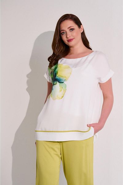 DE WHITES Plus Size Printed Short Sleeve Bluz