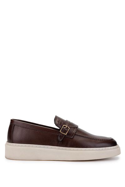 Tamer Tanca Men's Genuine Leather Brown Loafer Shoes