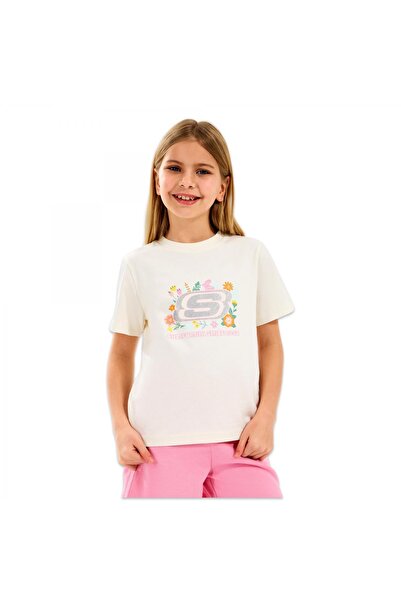 SKECHERS Sk2510115 G Παιδικό μπλουζάκι με γραφικό σχέδιο, κανονική εφαρμογή, λευκό