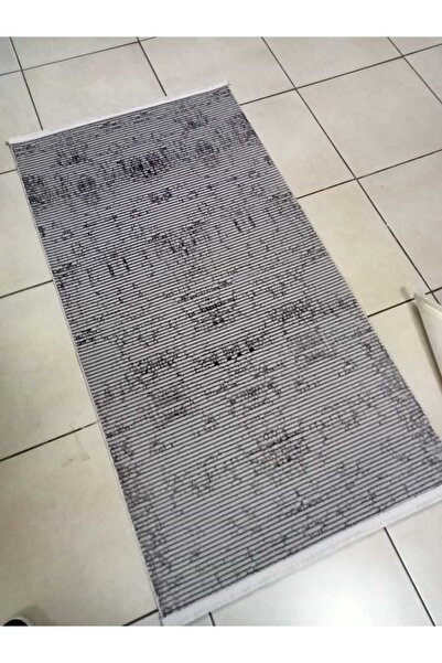 KARAR HALI 80x150 ÖLÇÜSÜNDE KREM-MAVİ-GRİ RENGİNDE AKRİLİK SATEN BAMBU YOLLUK